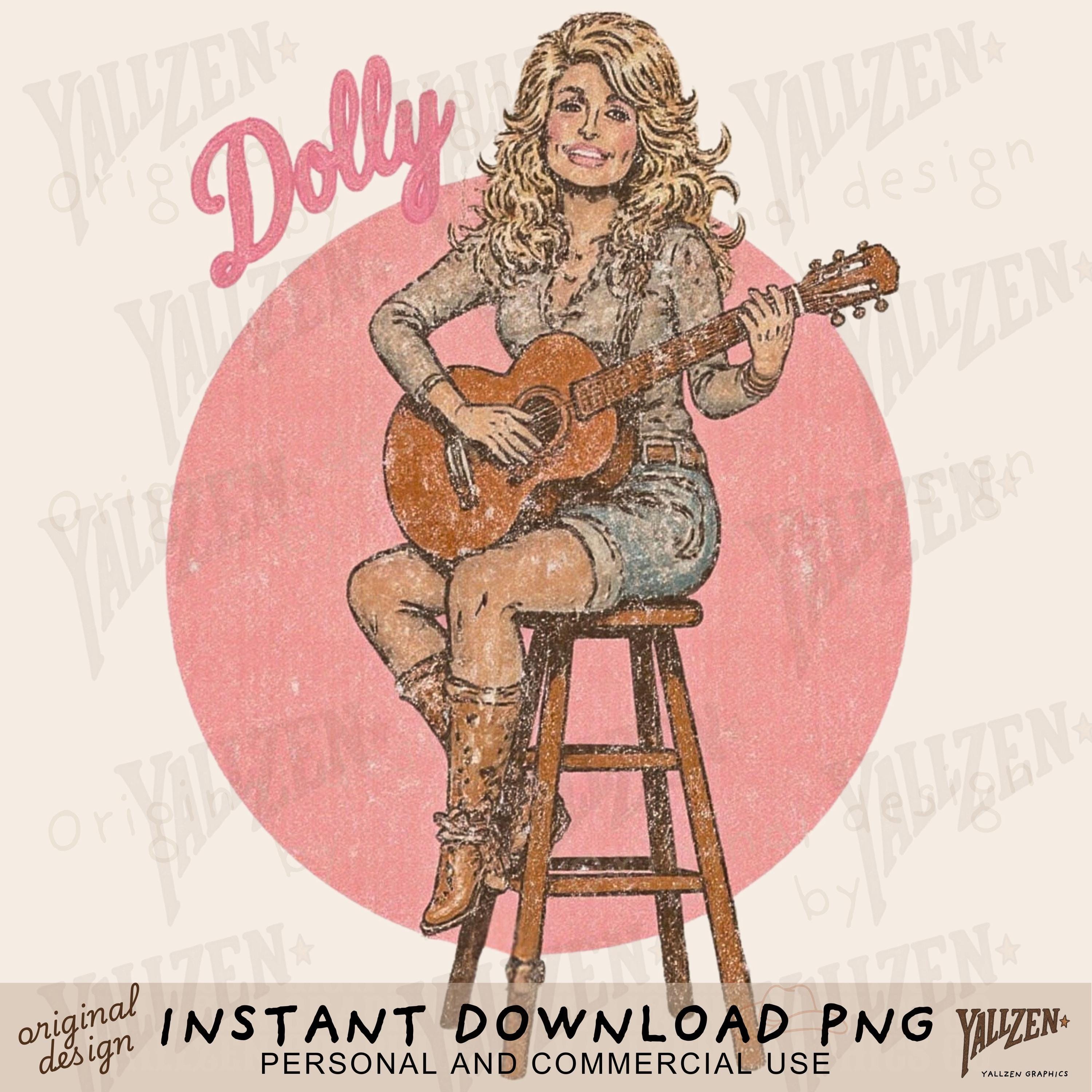 Vintage Dolly inspired Country Singer PNG | Western Music Clipart | Distressed Retro Digital Download