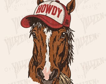Howdy Horse PNG, Western Horse Sublimation Design, Cowboy Shirt Graphic Digital Download