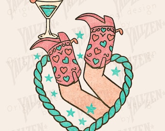 Western Cowgirl Stiefel Clipart, Pink Cowboy-Stiefel Digitaler Download, Landmädchen Sublimation PNG, Rodeo druckbare Kunst