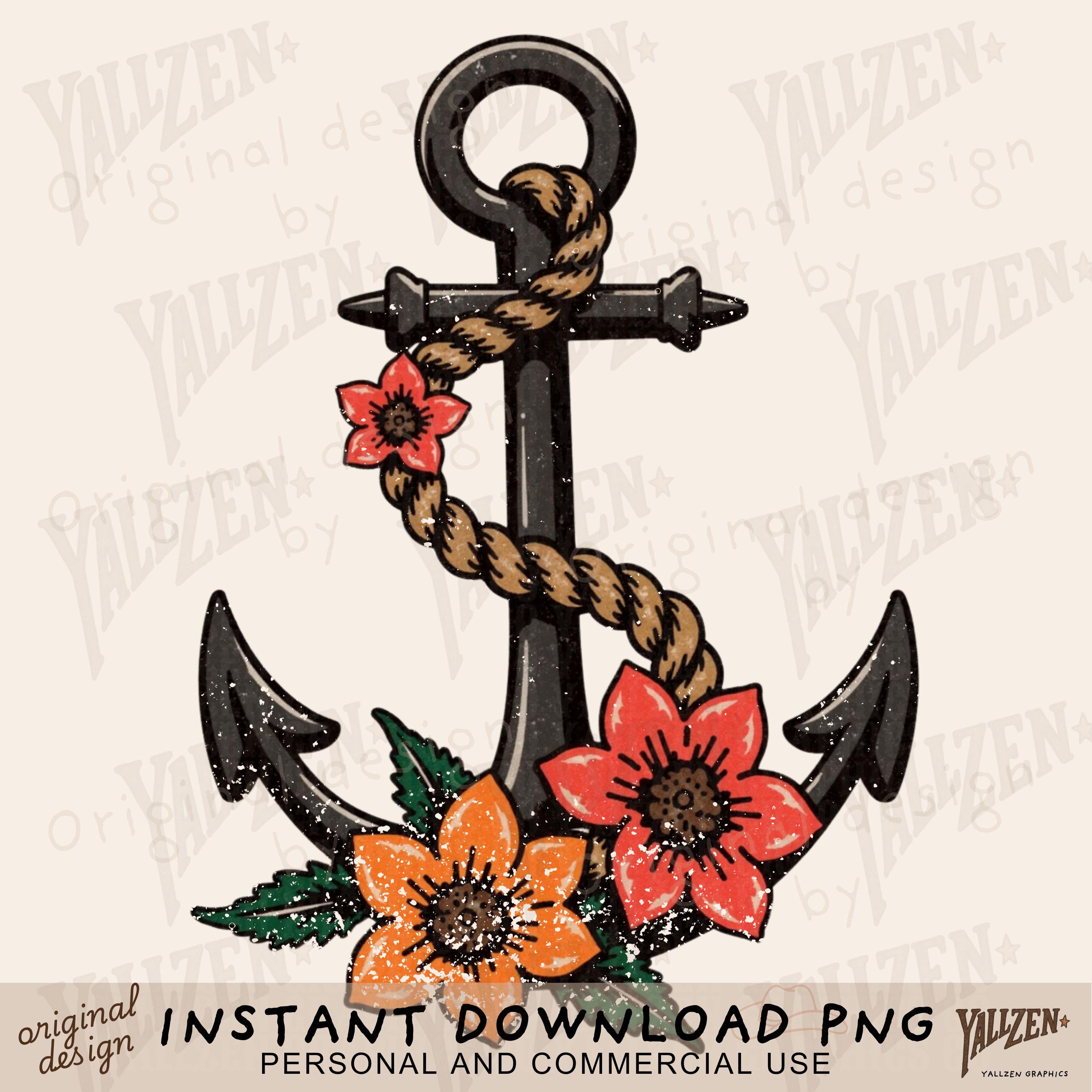 Anchor tattoo with rope - Etsy Österreich, image size:3000x3000