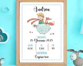 Foto de Nacimiento (archivo digital) - Tema El Principito - Idea de Regalo - Nacimiento - BabyArt - Recién Nacida, Niña - Foto Digital - Póster