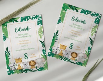Invitación de cumpleaños - Tema: Selva - Animales de la sabana - Invitación en PDF