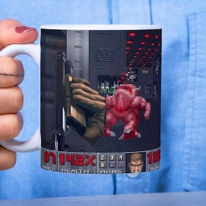 Doom Slayer Mug: Custom Name Retro Gamer Gift