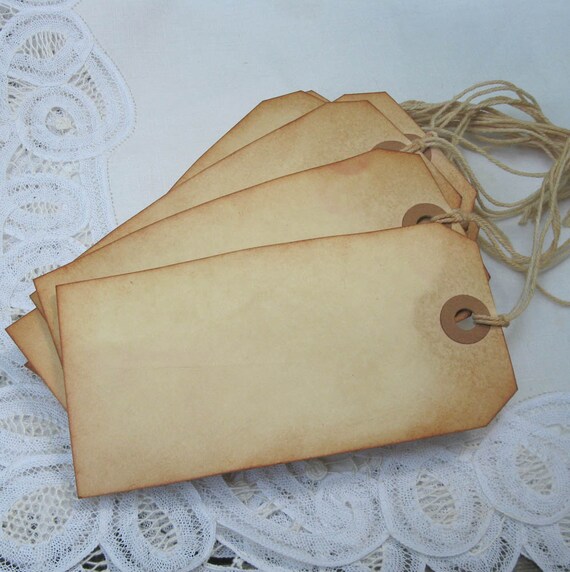 Items similar to 12 plain distressed large manila hang tags size 5 on Etsy