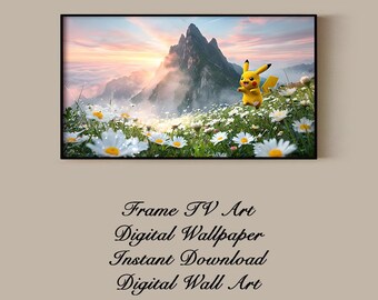 Pikachu Mountain Sunrise Samsung Frame TV Art Digital Download Wallpaper