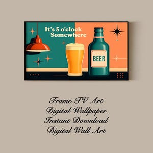Retro Beer Bottle Art for Samsung Frame TV: Man Cave Decor (Digital Download)