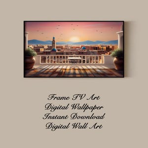 Samsung Frame TV Art - Desert Sunset Balcony Wallpaper – 16:9 Digital Frame TV Decor - Instant Download Wall Art