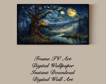 Starry Night Pikachu Art for Samsung Frame TV: Whimsical Digital Download