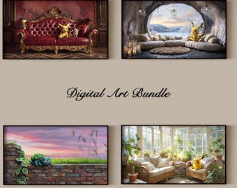 Pikachu & Bulbasaur Digital Art | Samsung Frame TV, Set of 4 (Digital Download)
