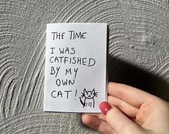 Cat Humor Zine - “A vez em que fui fisgado pelo meu próprio gato”, livreto de histórias em quadrinhos engraçado, mini revista