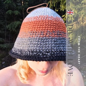 Modèle de bonnet de sauna au crochet P/M : bonnet en laine adapté aux débutants (Guide PDF)