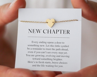 New Chapter Gift - Fresh Start Present for Her - New Beginnings Heart Bracelet