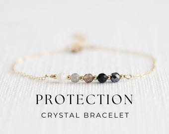 Protection Crystal Chain Bracelet - Energy Negativity Protection, Empath Gift, Black Tourmaline
