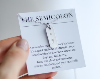 Collar con el símbolo de punto y coma: regalo de apoyo para tiempos difíciles, joyería de fuerza y esperanza