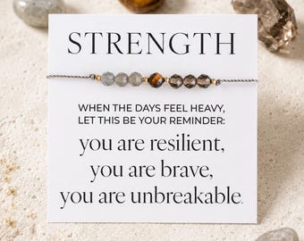 Strength Bracelet – Labradorite, Smoky Quartz, Tiger Eye Crystal Bracelet for Resilience and Tough Times