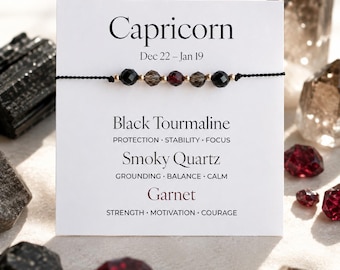 Zodiac Crystal Cord Bracelet - Astrology Birthday Gift For Her