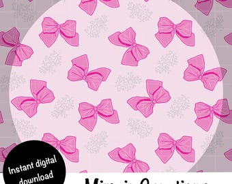 Patrón sin costuras de lazos rosas: Girly Coquette PNG