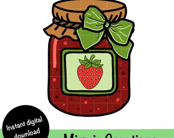 Strawberry Jam SVG and PNG, Svg file for Cricut & Silhouette, Summer Fruit Digital Download for Crafts, T-shirts, Stickers, Mugs and more
