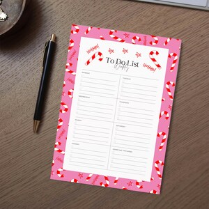 Weihnachts To Do Liste: Zuckerstange Festliches Urlaubs Thema Wochenplaner (PDF druckbar)