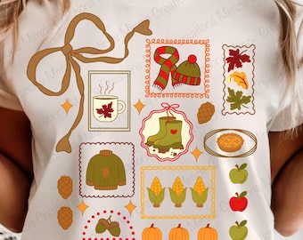 Herfstoogst PNG: Charmant herfstlandschapsontwerp voor stickers, T-shirts en printables