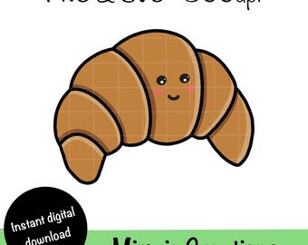Kawaii Croissant SVG & PNG: Simple Breakfast Food Clipart