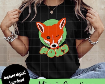Cool Fox PNG Funny Foxy Design, Retro Animal Sublimation Trendy Hipster Fox Art Digital Download for T-shirt, Sticker, Mug and more