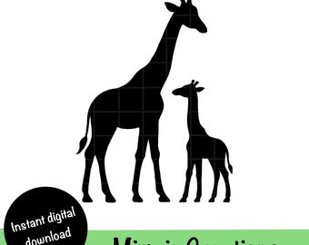 Giraffe SVG and PNG, Mother and baby giraffe svg for Cricut & Silhouette, Digital download for crafts, T-shirts, stickers, mugs and more