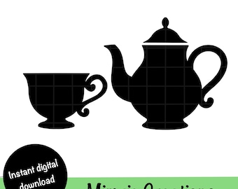 English Teapot and Cup SVG & PNG: Afternoon Tea Clipart