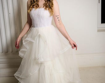 wedding dress with pearl corset