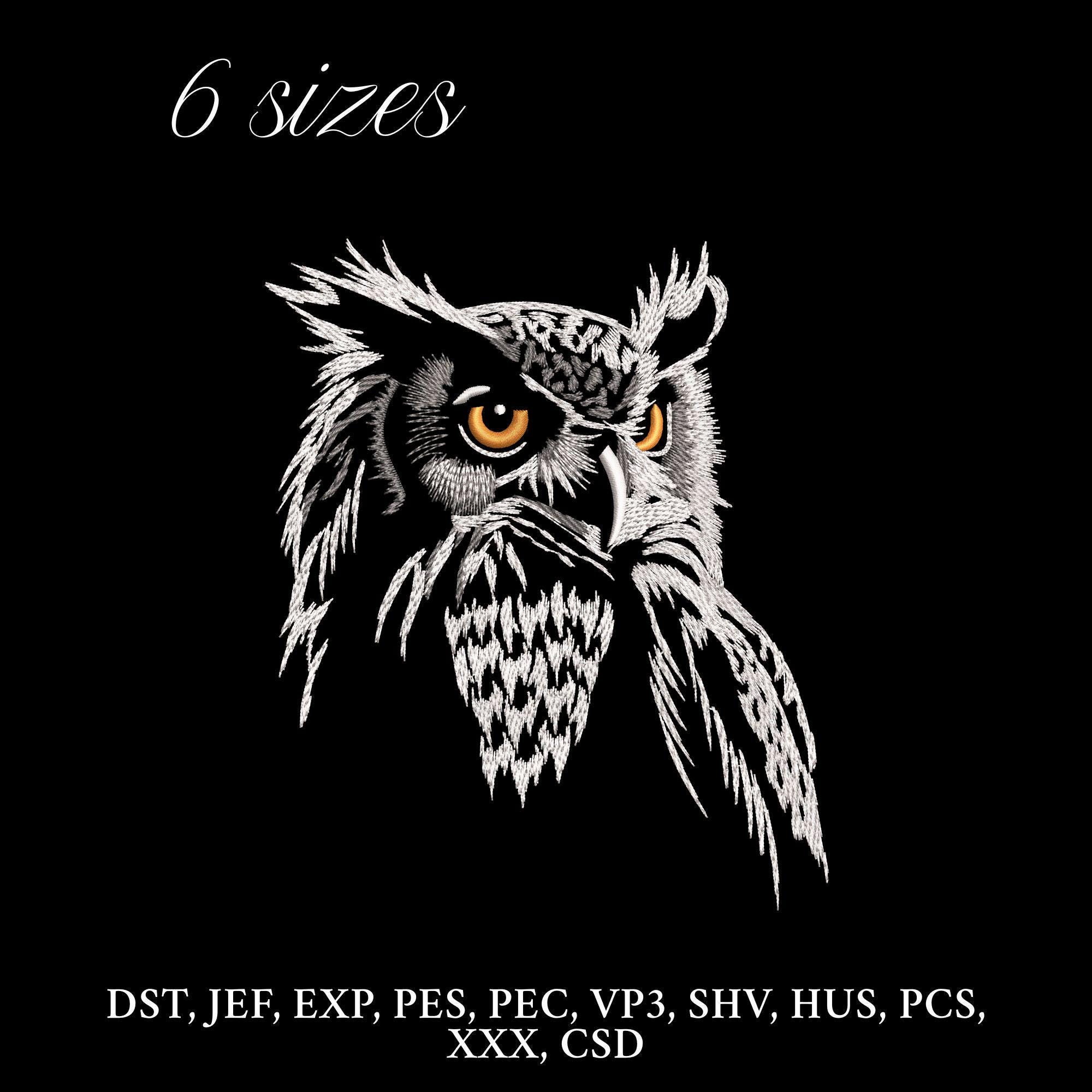 Owl Embroidery Design,  Majestic Night Bird Embroidery Machine File,Bird Digital Embroidery Patterns