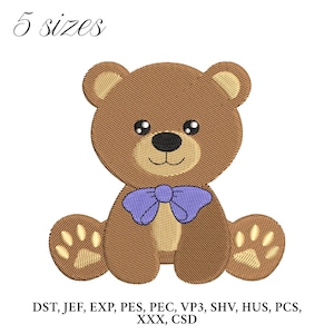 Baby Boy Bear Embroidery Design,  Teddy Bear Embroidery Machine File, Animal Digital Embroidery Patterns