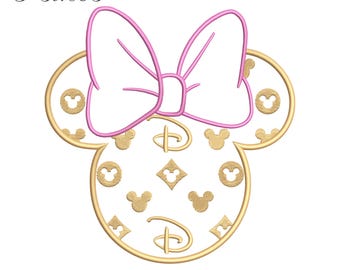 Minnie Mouse Embroidery Design, Minnie Head Embroidery Machine File, Disney World Digital Embroidery Patterns