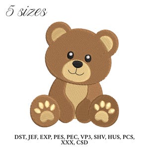 Baby Boy Bear Embroidery Design,  Teddy Bear Embroidery Machine File, Animal Digital Embroidery Patterns