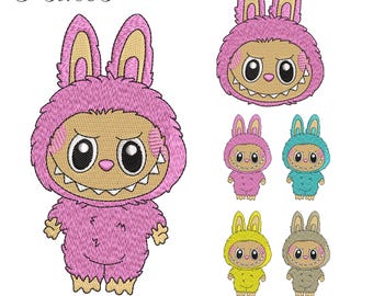 Labubu Embroidery Design, Creepy Toy Embroidery Machine File, Cute Monster Digital Embroidery Patterns