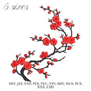 Cherry Blossom Embroidery Design, Sakura Machine Embroidery Design, Digital Embroidery Patterns