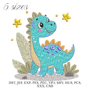 Projekt haftu dinozaurów, plik maszyny do haftu dinozaurów, urocze cyfrowe wzory haftu smoków