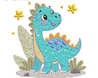 Dinosaur  Embroidery Design,  Dino Embroidery Machine File, Cute Dragon Digital Embroidery Patterns