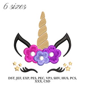 Unicorn Embroidery Design,  Unicorn with Stars Embroidery Machine File, Cute Baby Unicorn Digital Embroidery Patterns