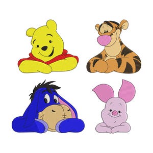 Winnie The Pooh Embroidery Design, Pooh Embroidery Machine File, Winnie The Pooh and friends Digital Embroidery Patterns Tiger Eeyore Piglet
