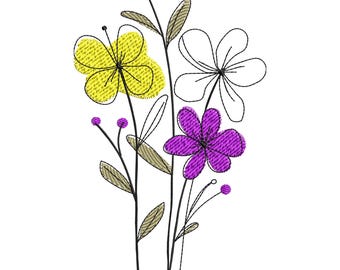 Flowers Embroidery Design, Floral Machine Embroidery Design, Digital Embroidery Patterns