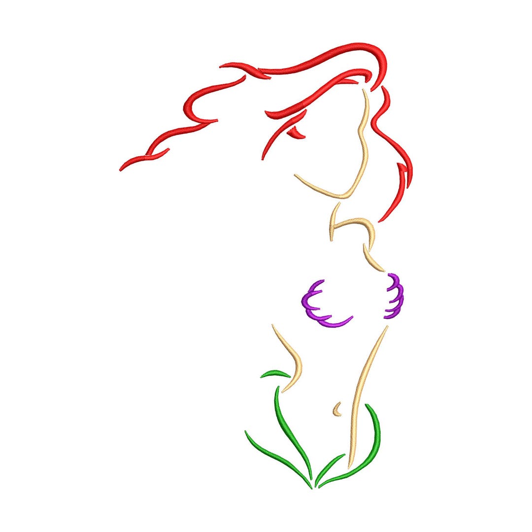 Ariel Embroidery Design, Ariel Embroidery Machine File, Digital ...