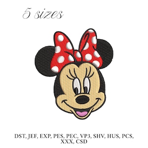 Minnie Mouse-borduurontwerp, Minnie Embroidery-machinebestand, digitale borduurpatronen