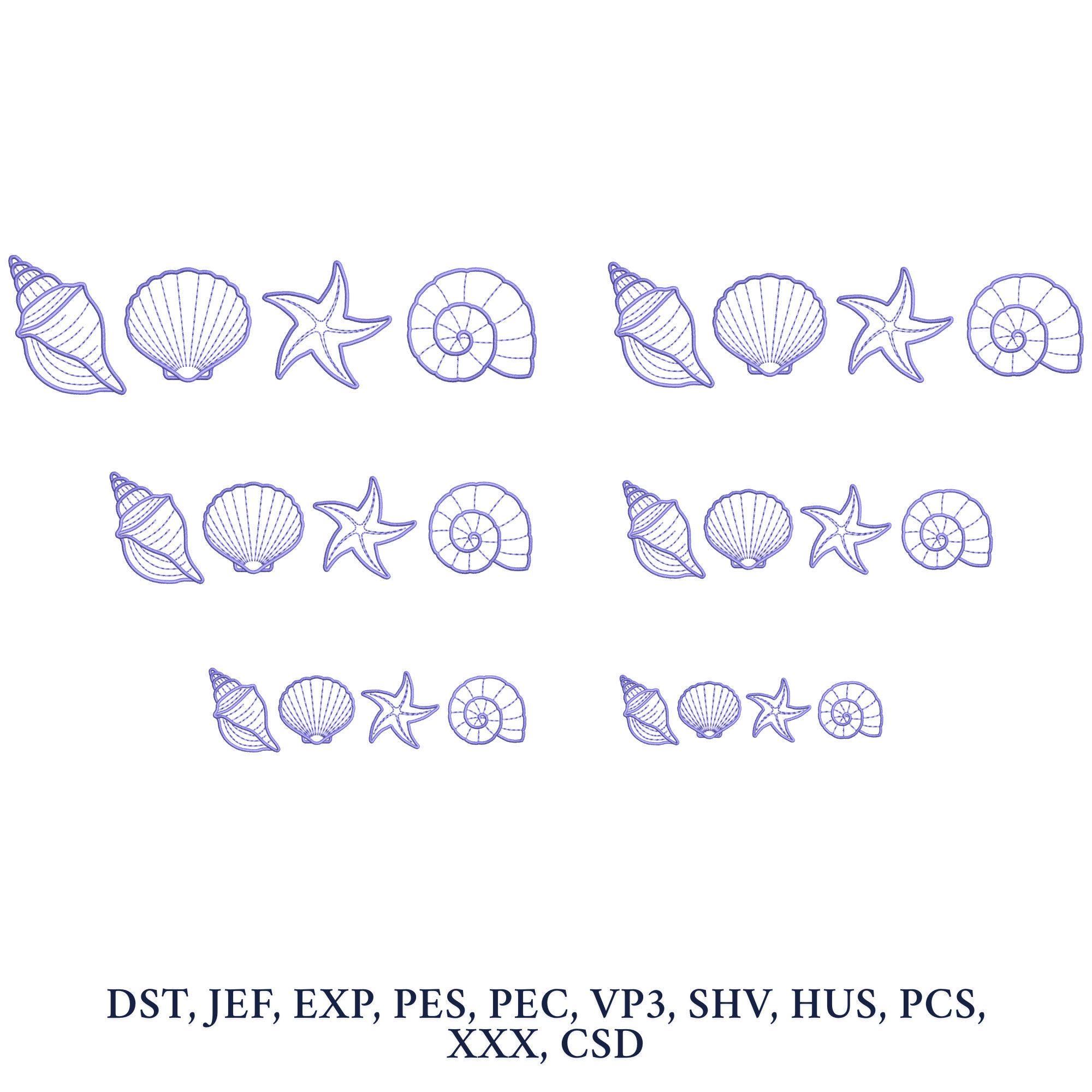 Sea Shells Embroidery Design, Mini Sea Shells Embroidery Machine File ...