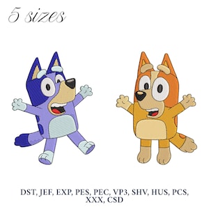 Bingo and Bluey  Embroidery Design, Bluey and  Bingo Embroidery Machine File, Bluey Digital Embroidery Patterns