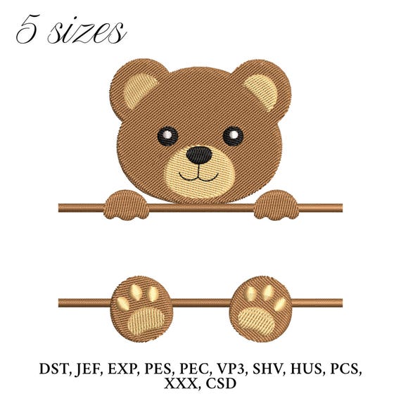 Baby Boy Bear Embroidery Design,  Teddy Bear Embroidery Machine File, Animal Digital Embroidery Patterns