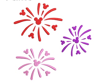 Fireworks with Mickey Embroidery Design, Disney Fireworks Embroidery Machine File, Digital Embroidery Patterns