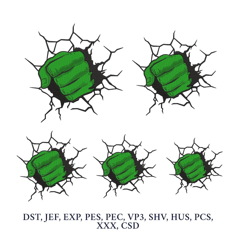Fist of a Hulk Embroidery Design, Superhero Embroidery Machine File ...