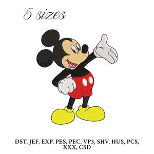 Mickey Mouse Embroidery Design, Mickey Embroidery Machine File, Digital Embroidery Patterns