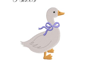 Cute Silly Goose Embroidery Design,  Goose With Bow Embroidery Machine File, Animal Digital Embroidery Patterns