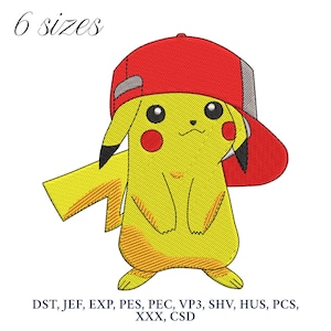 Disegno da ricamo in stile Pikachu, file per ricamo a macchina Pokemon, schemi per ricamo digitale
